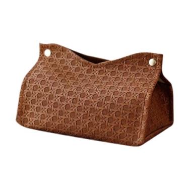 Imagem de WeiLaiKeQi Porta-lenços retangular para banheiro, acessório para banheiro, dispensador de papel higiênico para mesa de cabeceira ou restaurante, Marrom