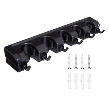 Imagem de WeiLaiKeQi Suporte para Vassoura e Esfregão, Organizador de Utensílios de Cozinha e Jardim, Suporte de Parede para Vassouras, Ideal para Porão, Preto