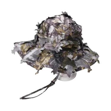 Imagem de Chapéu Tático Camuflado 3D Com Folhas Biônicas Para Proteção Solar Ao 
