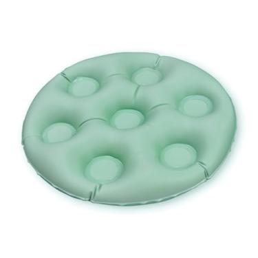 Imagem de Almofada Ortopédica Redonda Inflável 2 em 1, Verde, PVC, 44x44 cm, Caixa de Ovo, Impermeável, para Cadeirantes e Mobilidade Reduzida