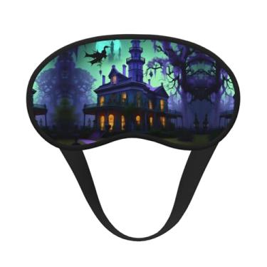 Imagem de Máscara de dormir preta com estampa de mansão assombrada, máscara para os olhos, macia, leve, para dormir, meditação, viagem, ioga