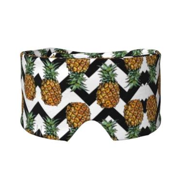 Imagem de Máscara de verão com estampa de abacaxi para dormir para olhos e orelhas, respirável, ajustável, blecaute, venda, confortável
