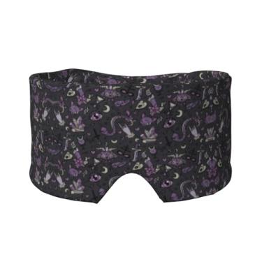 Imagem de Protetor de olhos e orelhas com estampa gótica preta roxa e assustadora, respirável, ajustável, blecaute, venda, confortável