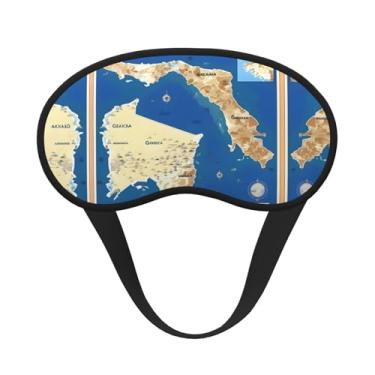 Imagem de Máscara de dormir blackout com impressão de mapa da Grécia, máscara para os olhos, leve, macia, para dormir, meditação, viagem, ioga