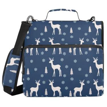 Imagem de Burbuja Pasta de fichário com zíper de árvore de inverno com 3 anéis com lixa expansível e alça de ombro para laptop de 13 polegadas, vários bolsos para trabalho de escritório