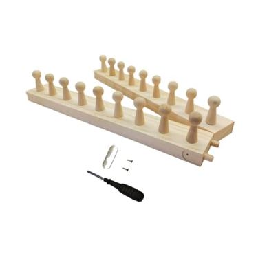 Imagem de Vaveren Tear para manta de tricô grosso, tamanho ajustável, estrutura de madeira com pinos, portátil, para tricô manual com fios grossos.