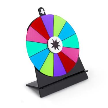 Imagem de Diakey Roda giratória de 15,24 cm, roleta de mesa colorida com suporte Fortune Spin Game para festa, feira, carnaval, 12 compartimentos
