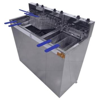 Imagem de Fritadeira Elétrica Industrial Água e Óleo JL Colombo 3 Cubas de 18 Li