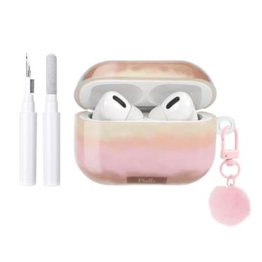 Imagem de COTYPOFLIYTT Capa compatível com AirPods Pro/Pro 2 com kit de limpeza, linda estética retrô listrada em bloco de cores para meninas e mulheres, capa protetora de TPU macio à prova de choque AirPods