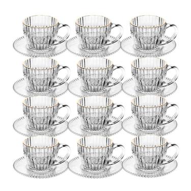 Imagem de Jogo 12 Xícara De Café De Cristal Com Fio De Ouro Império 110ml Wolff