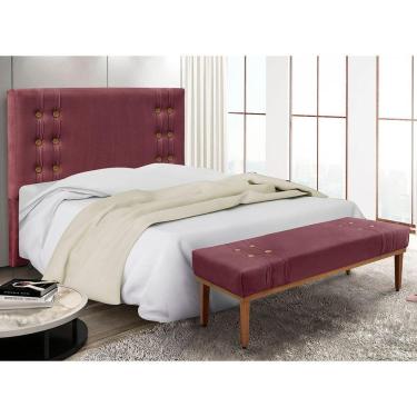 Imagem de Kit Recamier E Cabeceira Santorini Spz 90cm Veludo Vinho