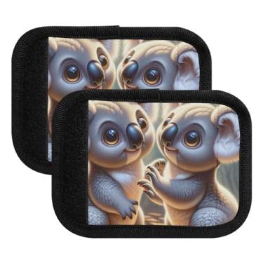 Imagem de Dois ursos coala alça de bagagem envoltório bolsa alça envoltório capas de máquina de bagagem para viagem, pacote com 4