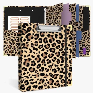 Imagem de Fichário de 3 anéis de 2,5 cm, lindos fichários redondos com 6 divisórias de abas, adesivos de etiquetas, prancheta de baixo perfil com armazenamento, fichário de moda material de escritório escolar