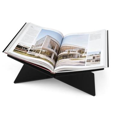 Imagem de LELE LIFE Suporte de acrílico para livros, transparente para leitura, suporte de exibição aberto para livro de receitas, revistas, receitas, bíblia no balcão de cozinha ou mesa, preto