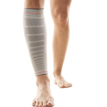 Imagem de Protetor de Panturrilha - Linha Training - N1 Sport, Cinza Claro/Laran