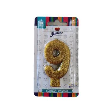 Imagem de VELA ANIVERSARIO DOURADA Nº 9 - Junco