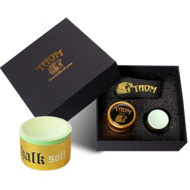 Imagem de YEUEK TAOM Suporte de giz de piscina em formato redondo prático acessórios de bilhar mini estojo magnético com ponta de giz recipiente caixa redonda de bilhar, ferramenta de ponta de taco modelador