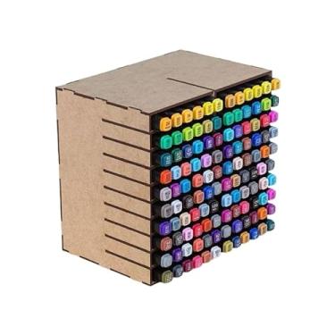 Imagem de Nicho Organizador Expositor de Canetinhas Touch em MDF - Expositor Vertical com Compartimentos Ajustáveis, Ideal para Escritório, Escola e Ateliê(CRU - 1 UNIDADE)