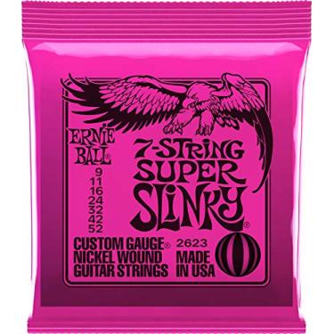 Imagem de Cordas de guitarra elétrica 7 cordas Ernie Ball Skinny Top Heavy Bottom Slinky Nickel Wound P02623, calibre 9-52