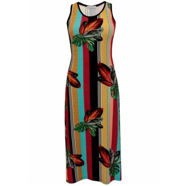 Imagem de Vestido Pau a Pique Longo Listrado Vermelho