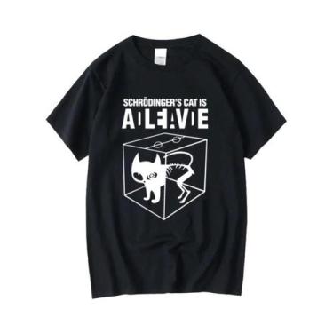 Imagem de Camiseta Masculina De Algodão Com Estampa De Gato De Schrödinger, Mang