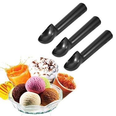Imagem de GLOGLOW Colher de Comida Colher de Sorvete de Metal Portátil, Anticongelante Antiaderente, Preto Fosco, Liga de Alumínio, 7 Polegadas, para Utensílios de Mesa de Cozinha Doméstica e Loja de