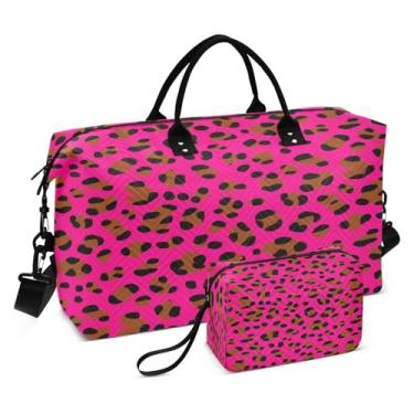 Imagem de CEBUGI Bolsa feminina acolchoada com estampa de leopardo, bolsa de viagem de fim de semana, bolsas hospitalares para trabalho de parto e parto