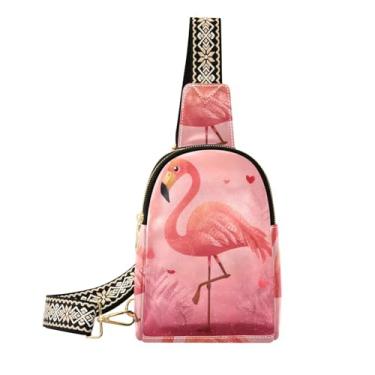 Imagem de CEBUGI Flamingo pequena bolsa tiracolo feminina de couro, pochete transversal para trilhas, viagens ao ar livre