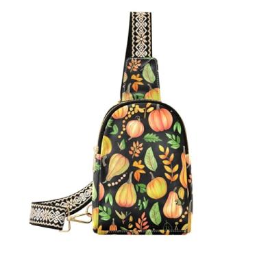 Imagem de CEBUGI Pumpkins pequena bolsa tiracolo feminina de couro, pochete para caminhadas, viagens ao ar livre