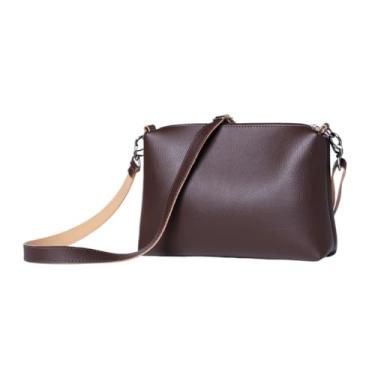 Imagem de Bolsa Transversal Feminina em Couro Sintético, com Alça Ajustável, Estilo Casual (CAFÉ)