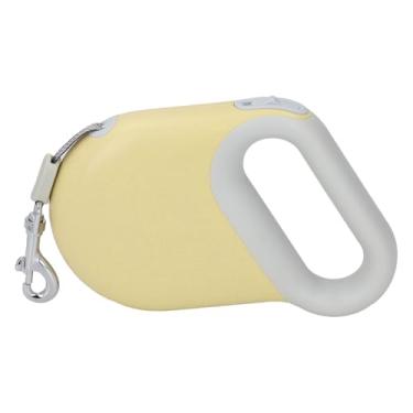 Imagem de Trela ​​retrátil do cão 16.4ft alça macia fita de trator de controle telescópico para animais de estimação ao ar livre andando abs liga de alumínio durável (Amarela)