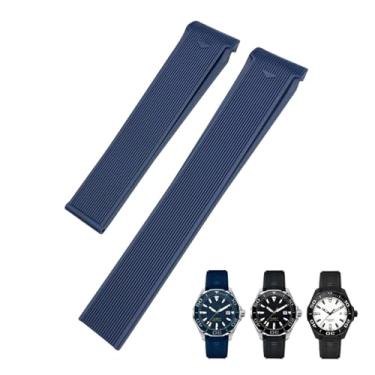 Imagem de HEPUP Pulseira de relógio de silicone de borracha de 20 mm, 22 mm, para Tag Heuer F1 CARRERA AQUARACER 300 WAY201A WAY211C acessórios (azul sem fivela, 21,5 mm)