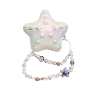 Imagem de GCVXRUD Capa para Airpods 4, linda e interessante capa protetora de fone de ouvido com glitter 3D estrela do mar para AirPods 4 para meninas e mulheres