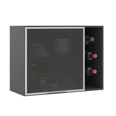 Imagem de Armário Aéreo 1 Porta 0,80m Com Adega Etna Grafite - Poliman - Poliman