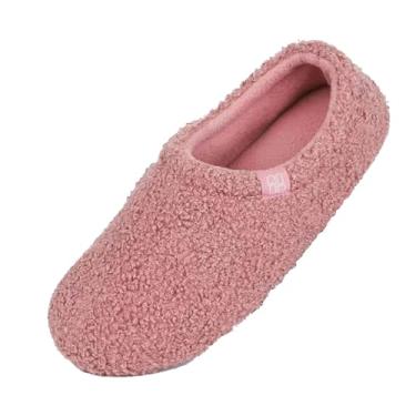 Imagem de Pantufas de pelúcia unissex com salto totalmente coberto, para uso doméstico, antiderrapante, aconchegante, para uso doméstico, masculino e feminino, rosa, 38