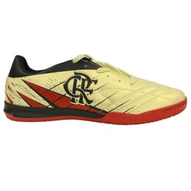 Imagem de Chuteira Flamengo Oxn Avanti 3 Futsal Adulto Pro PVC 2 - Bege/Vermelho/Preto