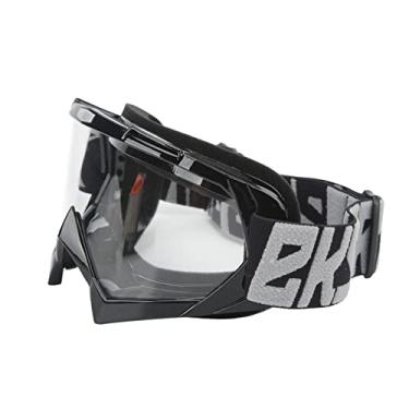 Imagem de KIMISS Óculos de Proteção para Motocicleta Com Alça Ajustável – Óculos de Sol à Prova de para Passeios Off-road, Caminhadas e Atividades Ao Ar Livre (Moldura Preta Lente Transparente Cinza Palavra)