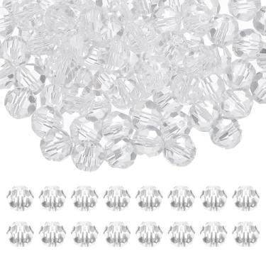 Imagem de Generic Contas de cristal redondas de 10 mm, 100 peças de contas de bola facetada de vidro espaçador solto para fazer joias, pulseira, colar, brincos, sinos de vento, artesanato, transparente