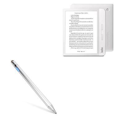 Imagem de Caneta stylus Kobo Libra H2O, BoxWave [AccuPoint Active Stylus] Stylus eletrônica com ponta ultrafina para Kobo Libra H2O - Prata metálica