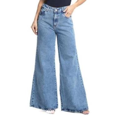 Imagem de Calça Jeans Sawary Super Wide Leg - 281753 - azul médio 36-Feminino