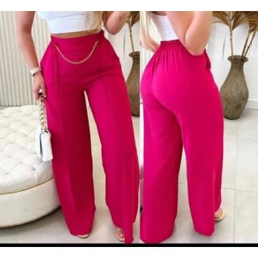 Imagem de Calça Pantalona Feminina Com Corrente - Etezo, Pink, P