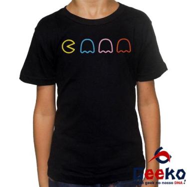 Imagem de Camiseta Infantil Pac Man 100% Algodão Geeko, Preto, 6