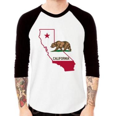 Imagem de Camiseta Raglan Califórnia Manga 3/4 - Foca na Moda, Branco, Preto, M