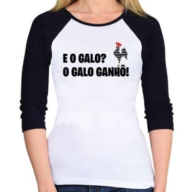 Imagem de Baby Look Raglan E o galo O galo ganhô! Manga 3/4 - Foca na Moda, Bran