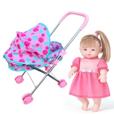 Imagem de Kit Boneca Elisi Fala 30 Frases Risada e Carrinho Bebê Berço - Dm Toys