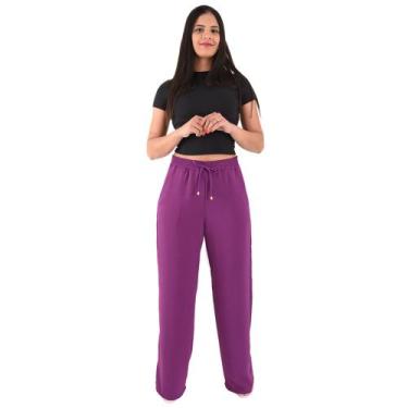 Imagem de Calça Pantalona Wid Leg Feminina Alfaiataria - Lori Modas, Roxo, G
