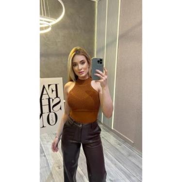 Imagem de Body Bory Roupa Feminina Gola Alta Modal Tricô Verão 2024 Realize Tric