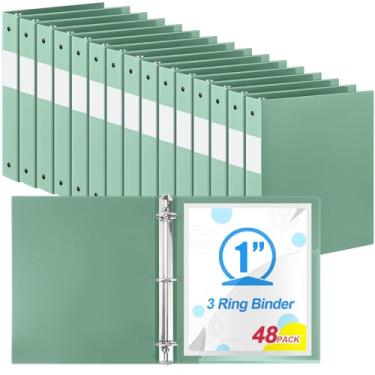 Imagem de Henoyso 48 fichários de plástico de 2,5 cm x 28 anéis de fichário flexível para papel tamanho carta 21 x 28 cm, comporta até 225 folhas com 1 bolso, fichário versátil para escola, escritório, casa