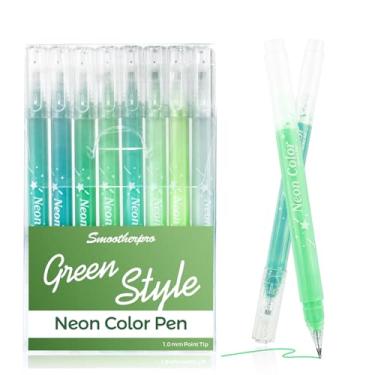 Imagem de SMOOTHERPRO Canetas de gel coloridas | Conjunto de 8 peças de canetas esferográficas de ponta verde de 1,0 mm | Canetas gelatinosas para destaque, papel, arte, desenho, esboço, scrapbook, ilustração