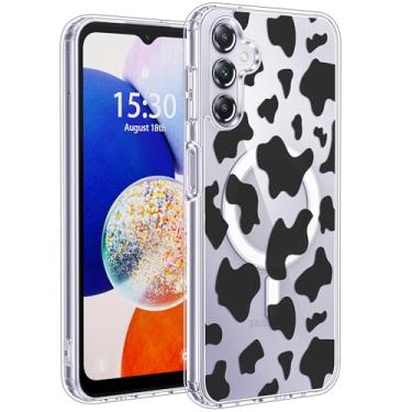 Imagem de Jkvare Capa para Samsung Galaxy A14 compatível com MagSafe, capa protetora magnética sem fio com padrão estético cristalino para mulheres e meninas - estampa de vaca
